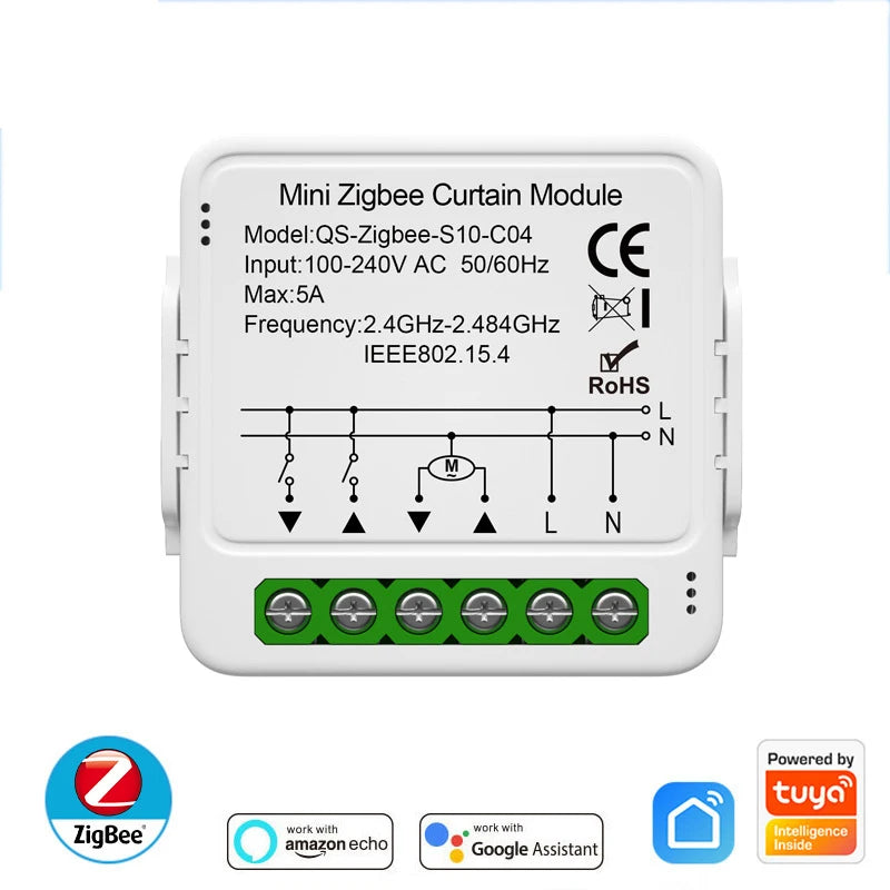 Tuya WiFi Zigbee Smart Curtain Switch Module Connect Roller Blinds Shutter Electric Motor Work with Alexa Google Home Smart Life