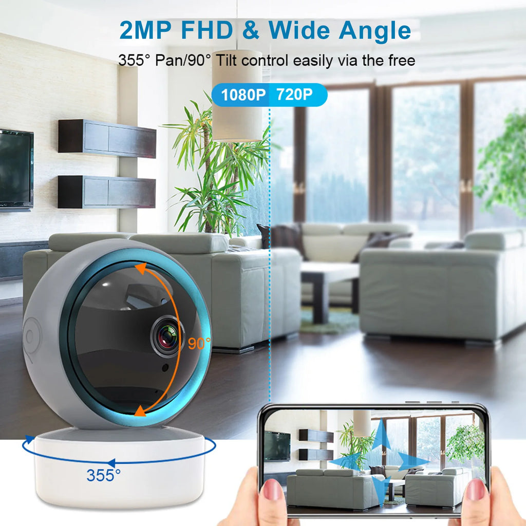 Pets Camera with 2 Way Intercom Smart Motion Sense Indoor Camera for Home Safety WIFI Dog Camera with PTZ 355° Shooting Camera