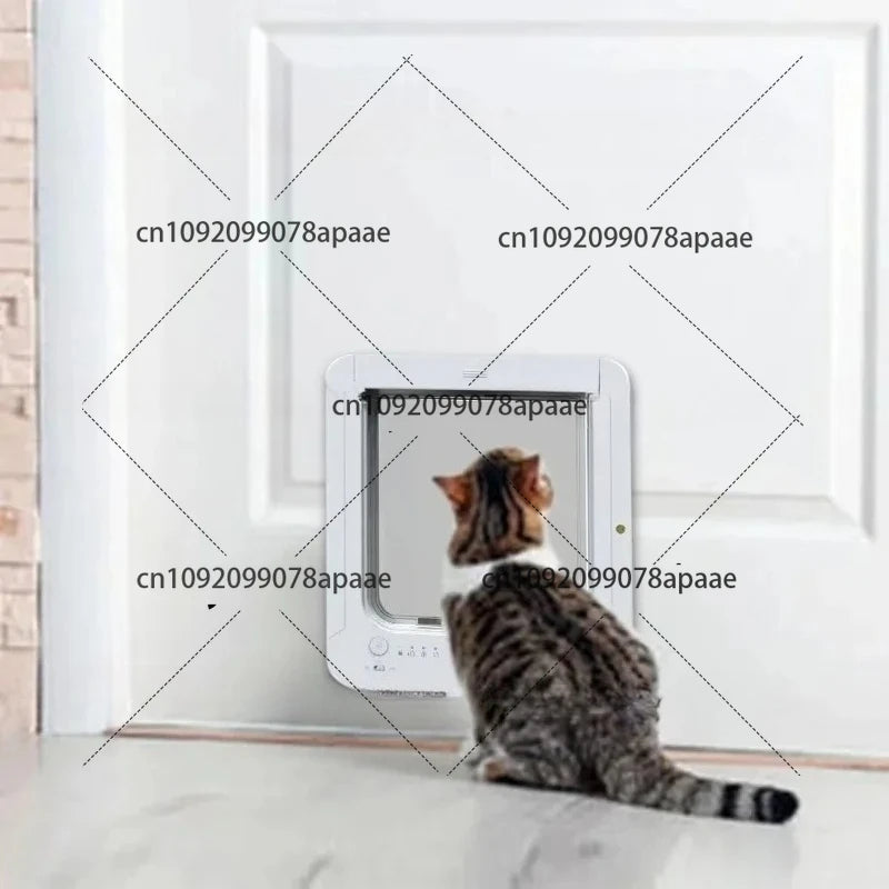 Electric Pet Door with Chip 4-Way Locking Cover Automatic Smart Pet Cat Dog Door