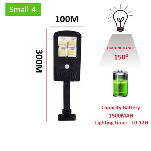 160COB Solar LED Street Light Waterproof Smart Remote Control PIR Motion Sensor Lamp 1500W Outdoor Garden Security Wall Light