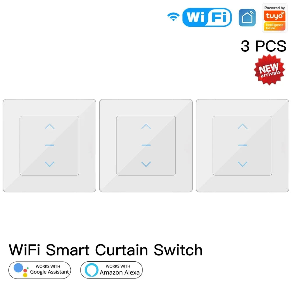 New WiFi Smart Curtain Switch Touch Design for Motorized Curtains and Roller Blinds work with Tuya Smart Life App Alexa Google