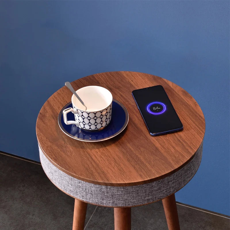 Creative Smart Coffee Table with HIFI Bluetooth Speaker Wireless Charging Nordic Style Living Room Side Table with Stereo Audio