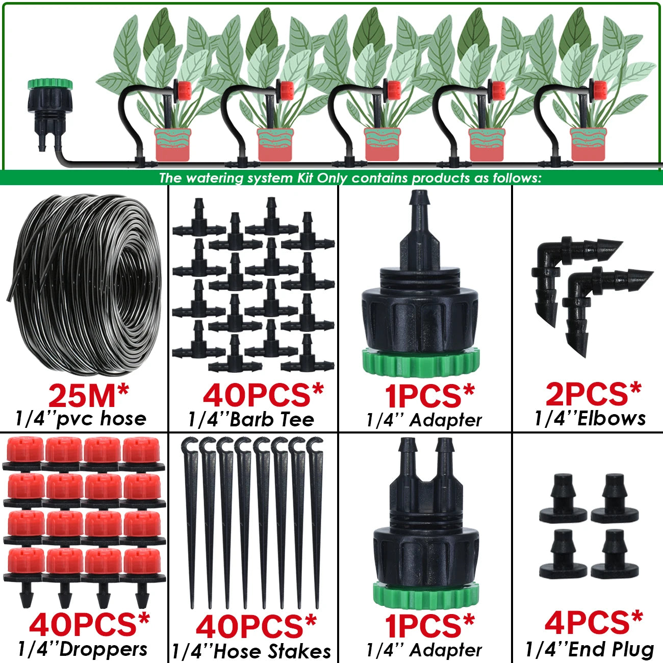 5-50M Garden Automatic Watering System Kit Wifi 4/7Mm Micro Drip Irrigation Dropper DIY for Potted Plants Lawn Greenhouse