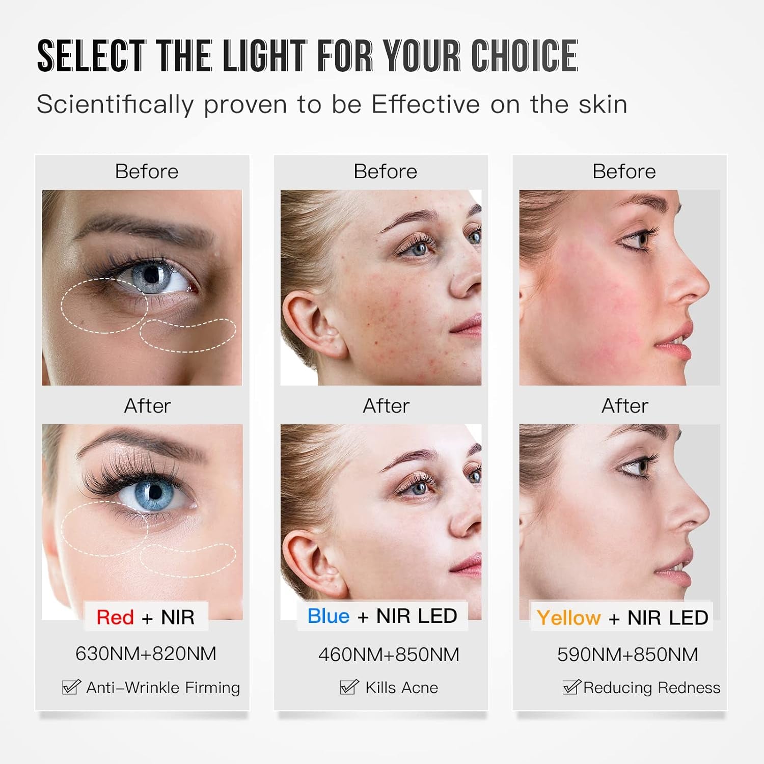 Red Light Therapy for Face, Led Face Mask Light Therapy, Infrared Red Light Therapy Mask, Advanced Anti-Aging Wrinkle Acne Removal Skin Care Device for All Skin Types at Home