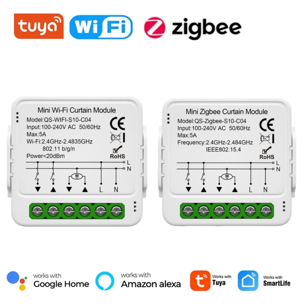 Tuya WiFi Zigbee Smart Curtain Switch Module Connect Roller Blinds Shutter Electric Motor Work with Alexa Google Home Smart Life