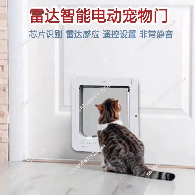 Smart Silent Electric Pet Door for Cats and Dogs Free Passage with Chip Recognition Suitable for Glass, Iron, and Wooden Doors