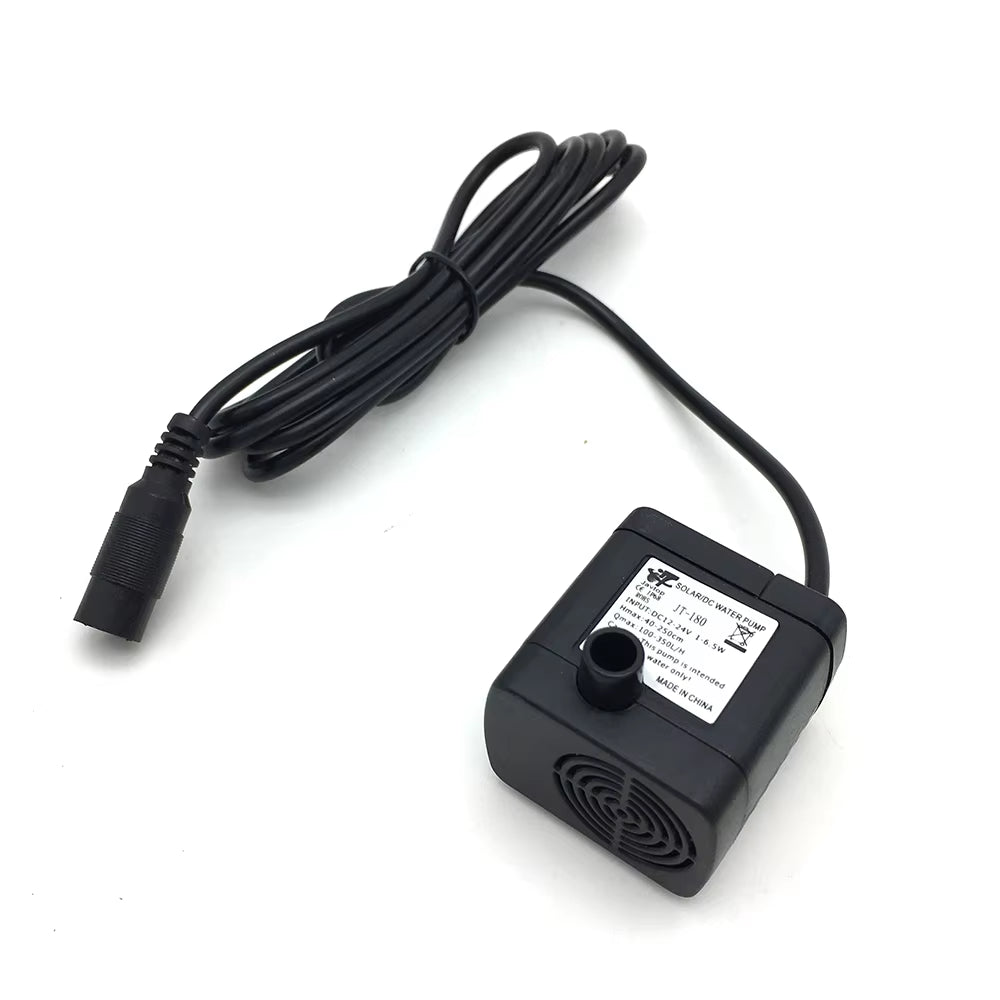 JT-180 Solar DC Water Pump 12V 24V Micro Mini Brushless Submersible Aquarium Pump Max 350 L/H Flow Rate