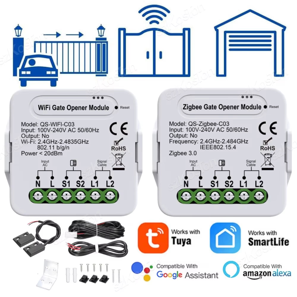Tuya Smart Garage Controller Opener Wifi Zigbee3.0 Universal Garage Door Control Switch with Accessories Voice for Alexa Google