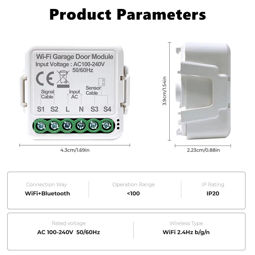 Wifi Smart Garage Door Opener Controller Tuya App Switch Automation Module Works with Alexa Google Home Siri