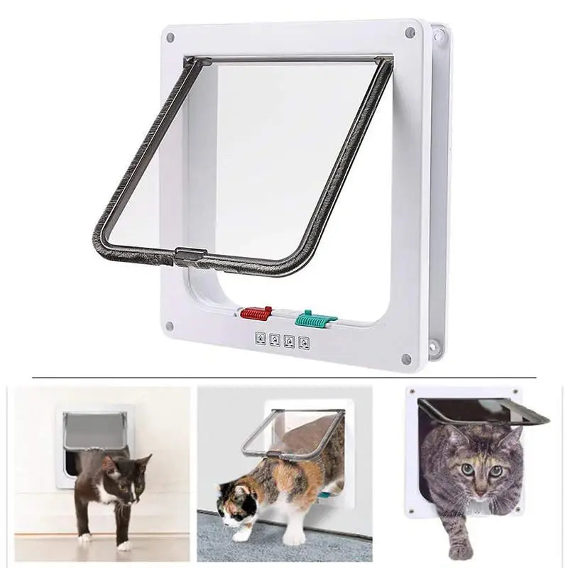 Smart Pet Door with 4 Way Locking Security Lock ABS Plastic Controllable Switch Direction Cat Dogs Flap Doors Dog Supplies