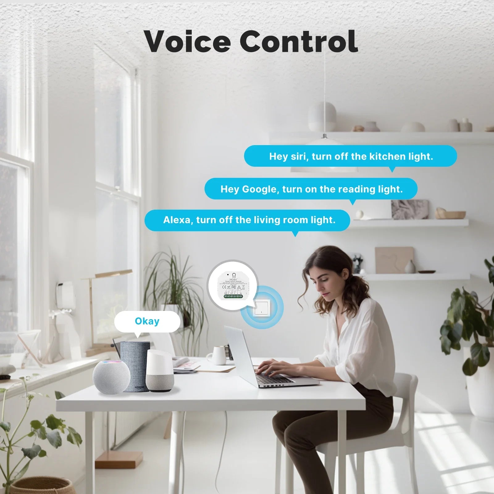 MOES Matter Tuya WiFi Switch Module 2 Gang Smart Automation Relay Timer App Remote Control Work With Alexa Google Home Apple