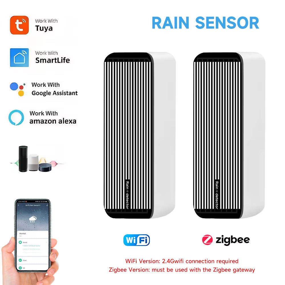 Rain Sensor Alert Wifi Zigbee for Tuya Google Assistant Amazon Alexa Smartlife Real-Time Data Collection Detection of Rainfall