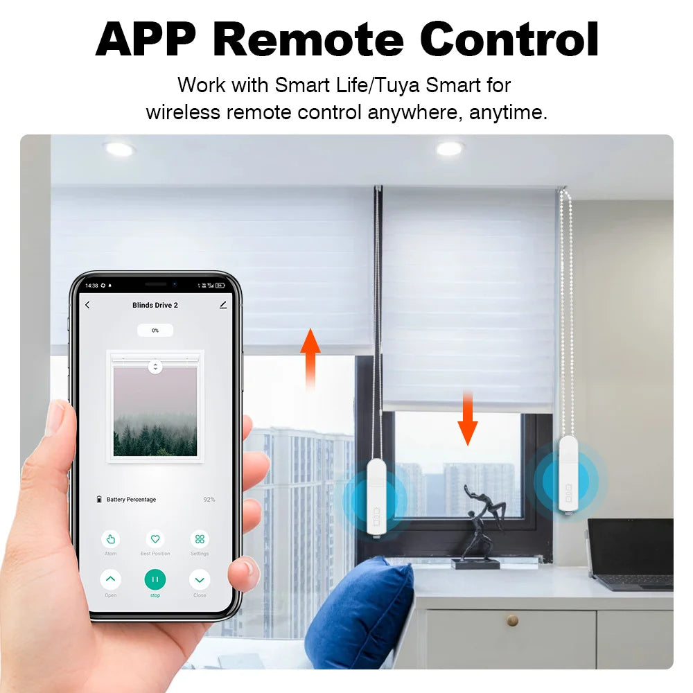 Tuya WiFi Smart DIY Roller Shade Blinds Motor Pull Bead Motorized Chain Blind System support For Alexa Google Home Voice Control