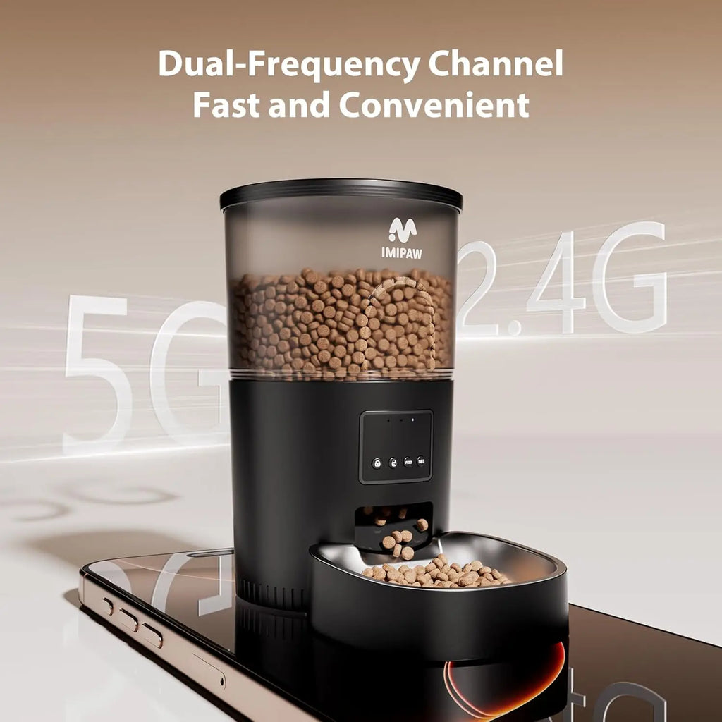 Smart WiFi Pet Feeder with App Control, Programmable Timer, Dual Power, 10 Meals, Stainless Steel Bowl