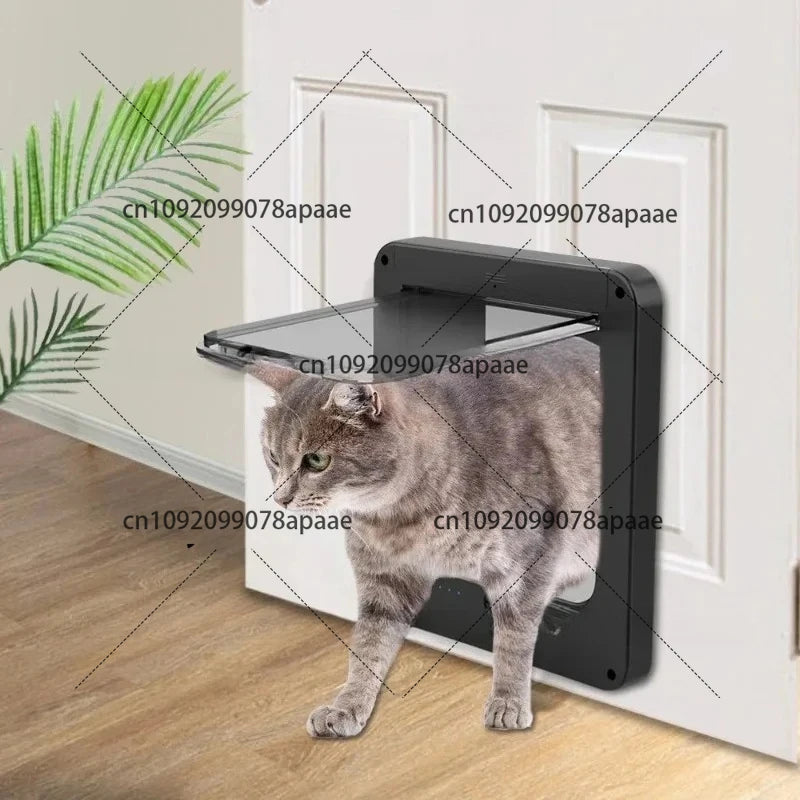 Electric Pet Door with Chip 4-Way Locking Cover Automatic Smart Pet Cat Dog Door