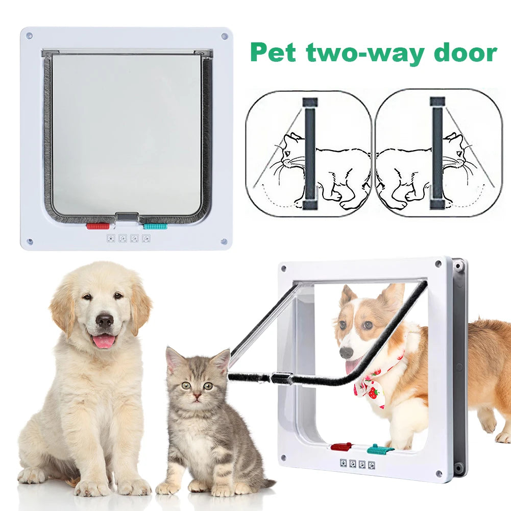 Smart Pet Door with 4 Way Security Lock Puppy Kitten Safety Door ABS Plastic Small Pet Gate Pet Doors and Sliding Door