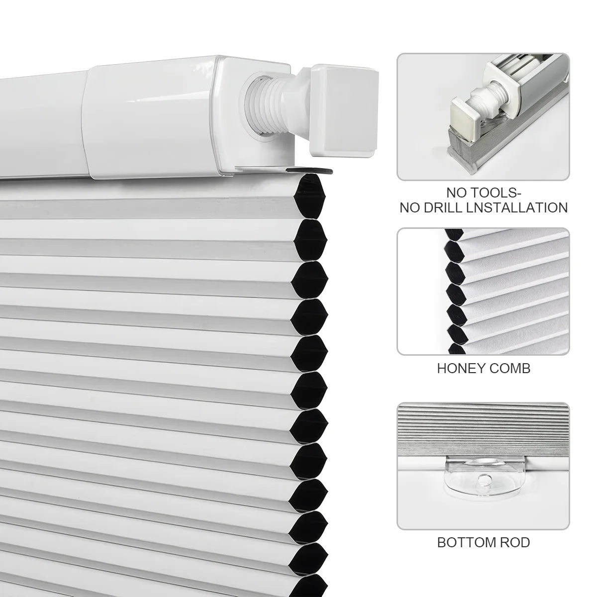 Custom Size Cellular Shades Blackout Cordless Window Blinds No Tool Curtain Honeycomb Blind Windows Shade for Room Home