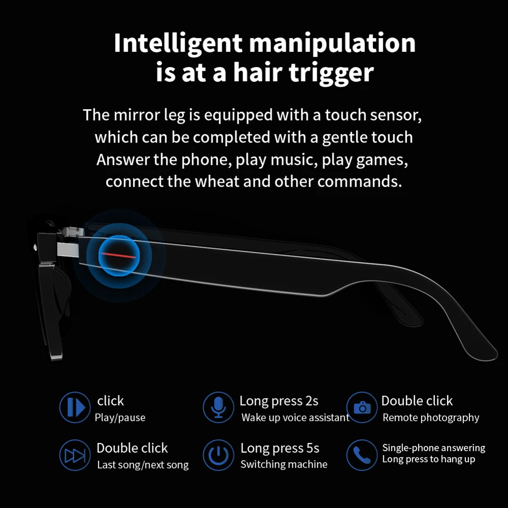 Smart Glasses AI Voice Assistant Camera Glasses Open Ear Sound Mic & Speakers Outdoor Sport Glasses with Camera for Men & Woman