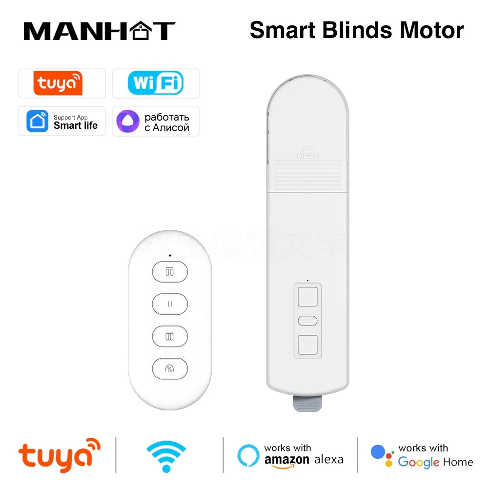 Manhot Tuya Smart Life WiFi Smart Motor Electric Chain Roller Blinds Shade Shutter Drive App Compatible With Alexa/Google Home