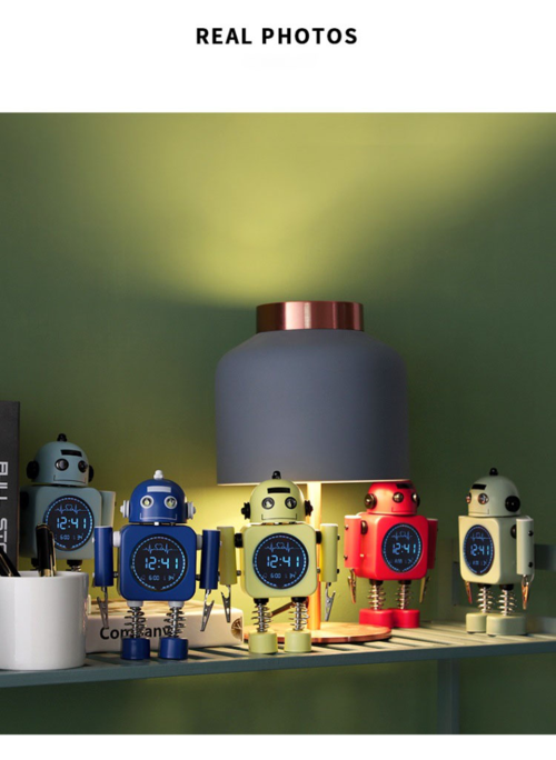 Robot Smart Digital Alarm Clock Temperature Display For Gifts