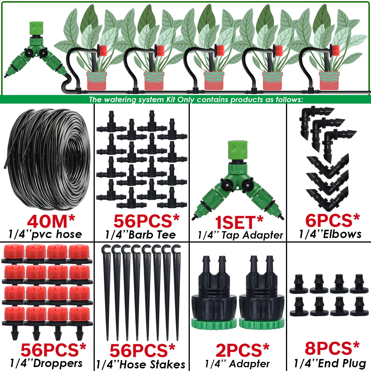 5-50M Smart Garden Automatic Watering System Kit 4/7Mm Micro Drip Irrigation Dropper DIY for Potted Plants Lawn Greenhouse