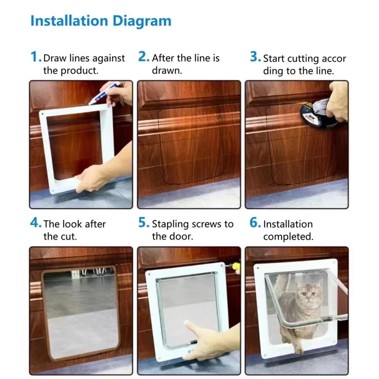 Automatic Cat Door Smart Cat Door Automatic Sensing with Collar Activated Easy Installation Pet Door for Home Collar Cat Door