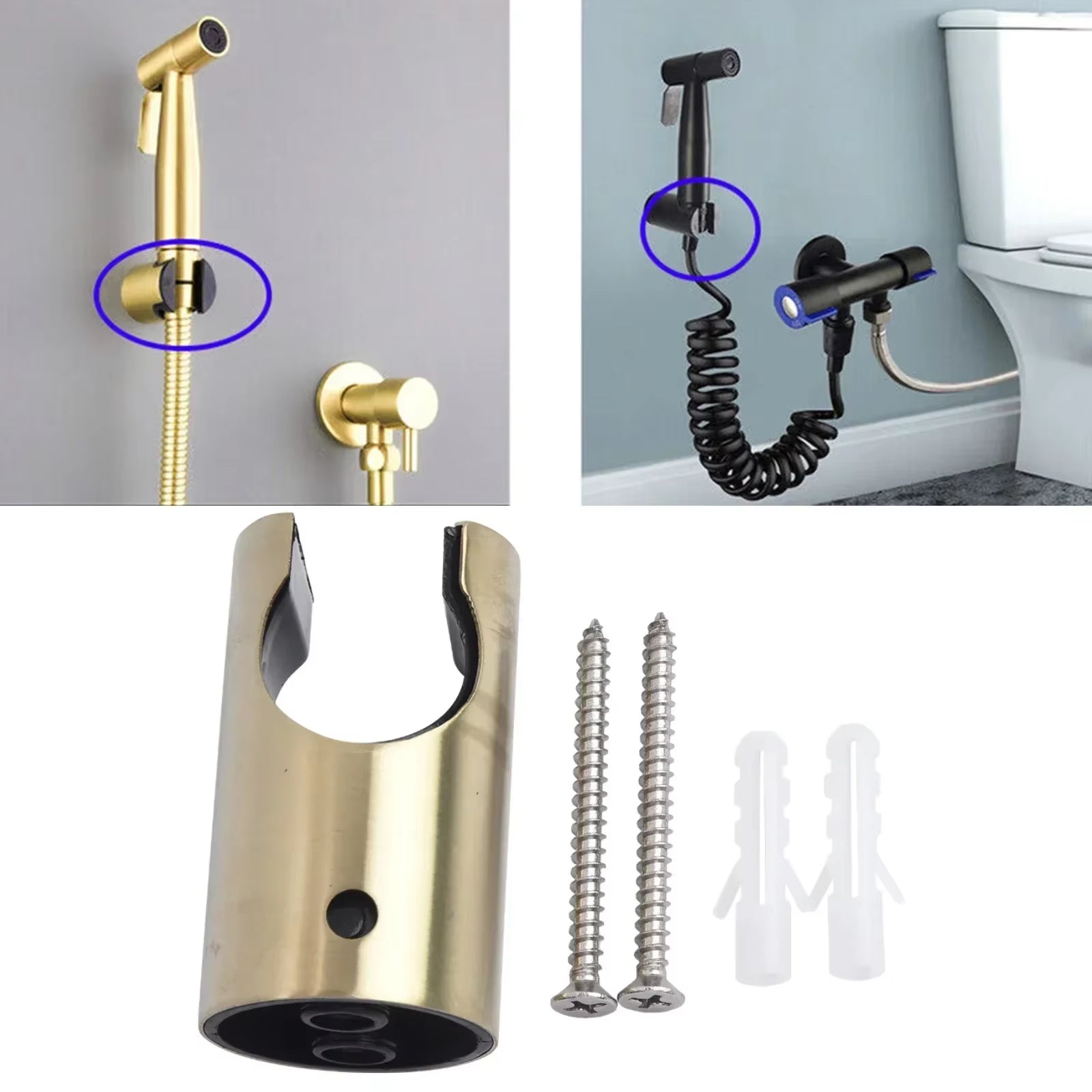 Stainless Steel Toilet Shower Sprayer Holder Handheld Sprayer Wand Toilet Bidet Sprayer Holder Shower Head Bracket Accessories