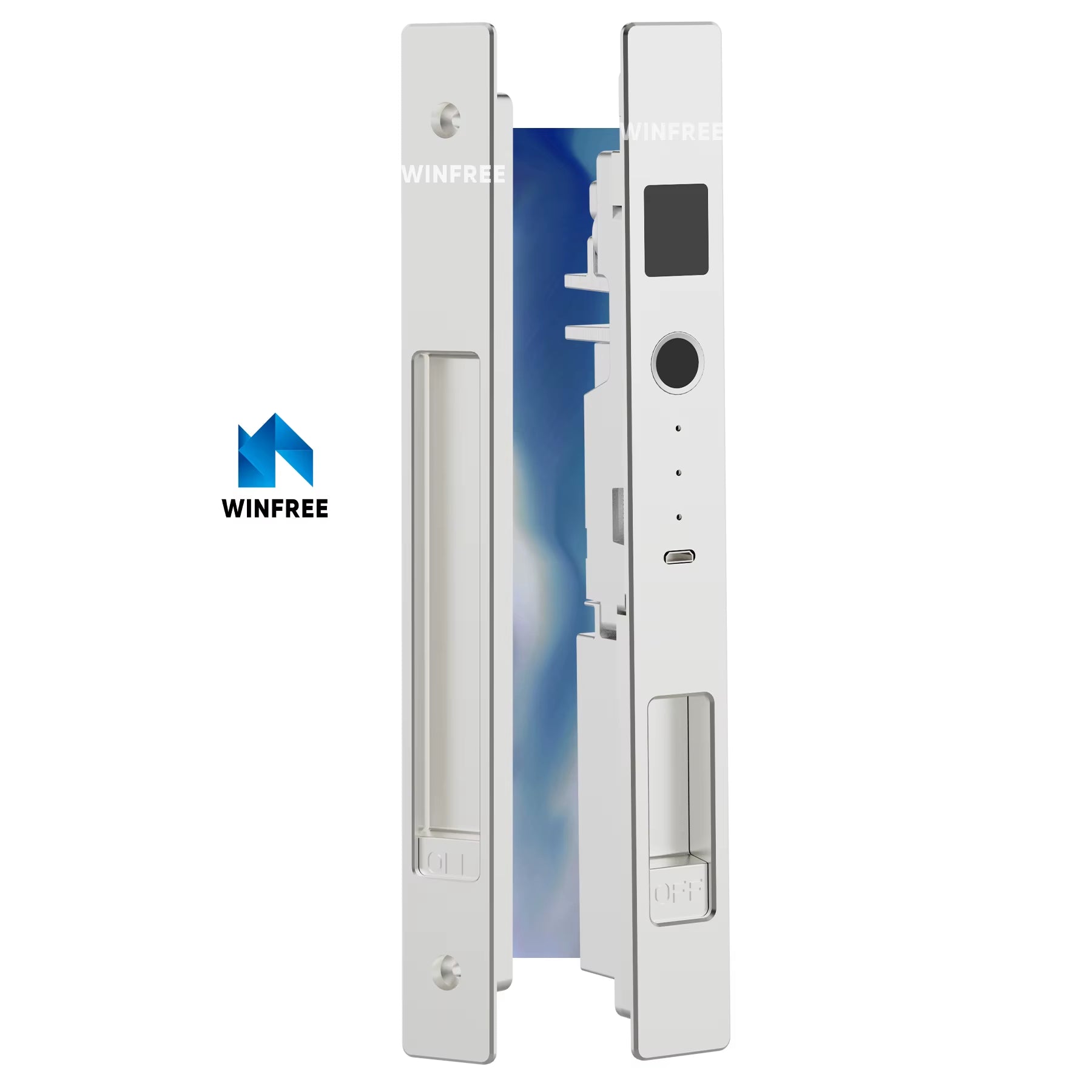 WINFREE Sliding Door Smart Lock Fingerprint Lock Tuya Bluetooth Security Protection Wooden Door for Garden Patio Balcony