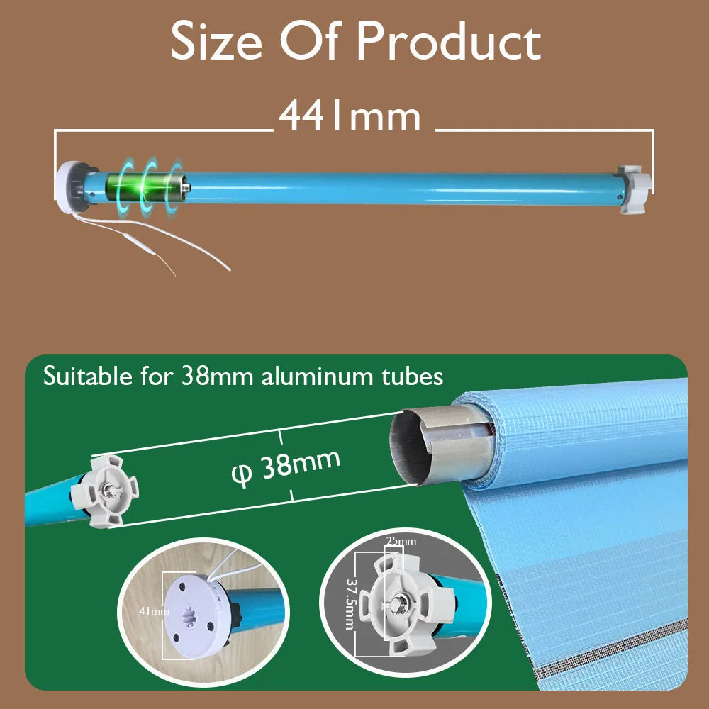 Boyarca 1.3N.m Battery Tuya Zigbee Roller Shade Blinds Motor For 38mm Tube Works with Smart Life APP Alexa Google Home Control