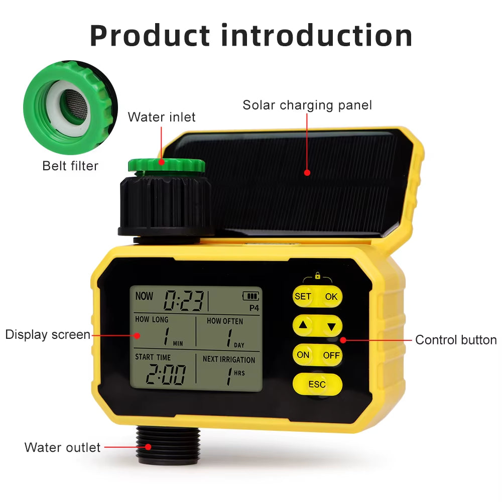 Smart Wifi Irrigation Watering Timer LCD Display Solar Irrigation Controller 1/2 Zone Automatic Watering System for Garden Lawn