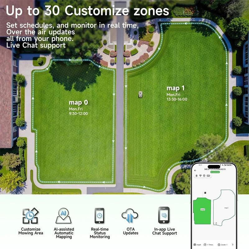 STLF Hot Sell APP Control Remote Control Small Rechargeable Electric Lawn Mower Robot Automatic Lawn Mower