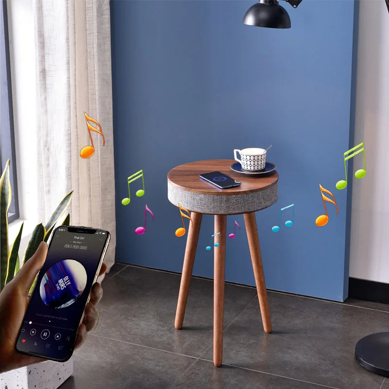 Creative Smart Coffee Table with HIFI Bluetooth Speaker Wireless Charging Nordic Style Living Room Side Table with Stereo Audio