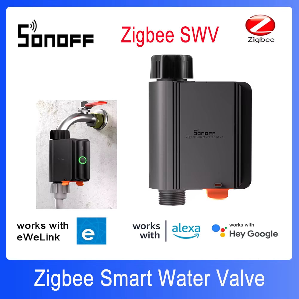 Zigbee SWV Zigbee 3.0 Smart Water Valve IP55 Sprinkler Controller Home Automate Irrigation Compatible with Ewelink Alexa