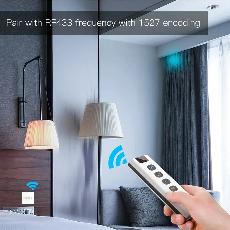 9 /1 Channel RF433 Remote Control for WiFi Curtain Switch RF Roller Blinds Module Battery Powered Curtain Accessories Emitter