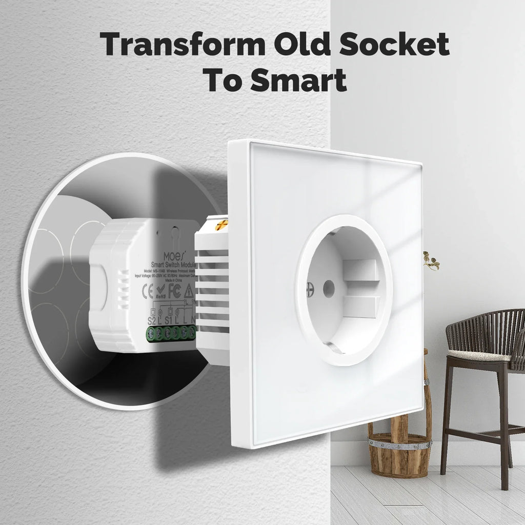 MOES Matter Tuya WiFi Switch Module 2 Gang Smart Automation Relay Timer App Remote Control Work With Alexa Google Home Apple