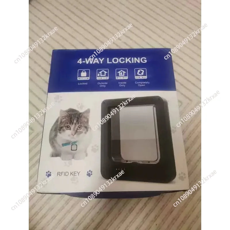 Electric Pet Door with Chip 4-Way Locking Cover Automatic Smart Pet Cat Dog Door
