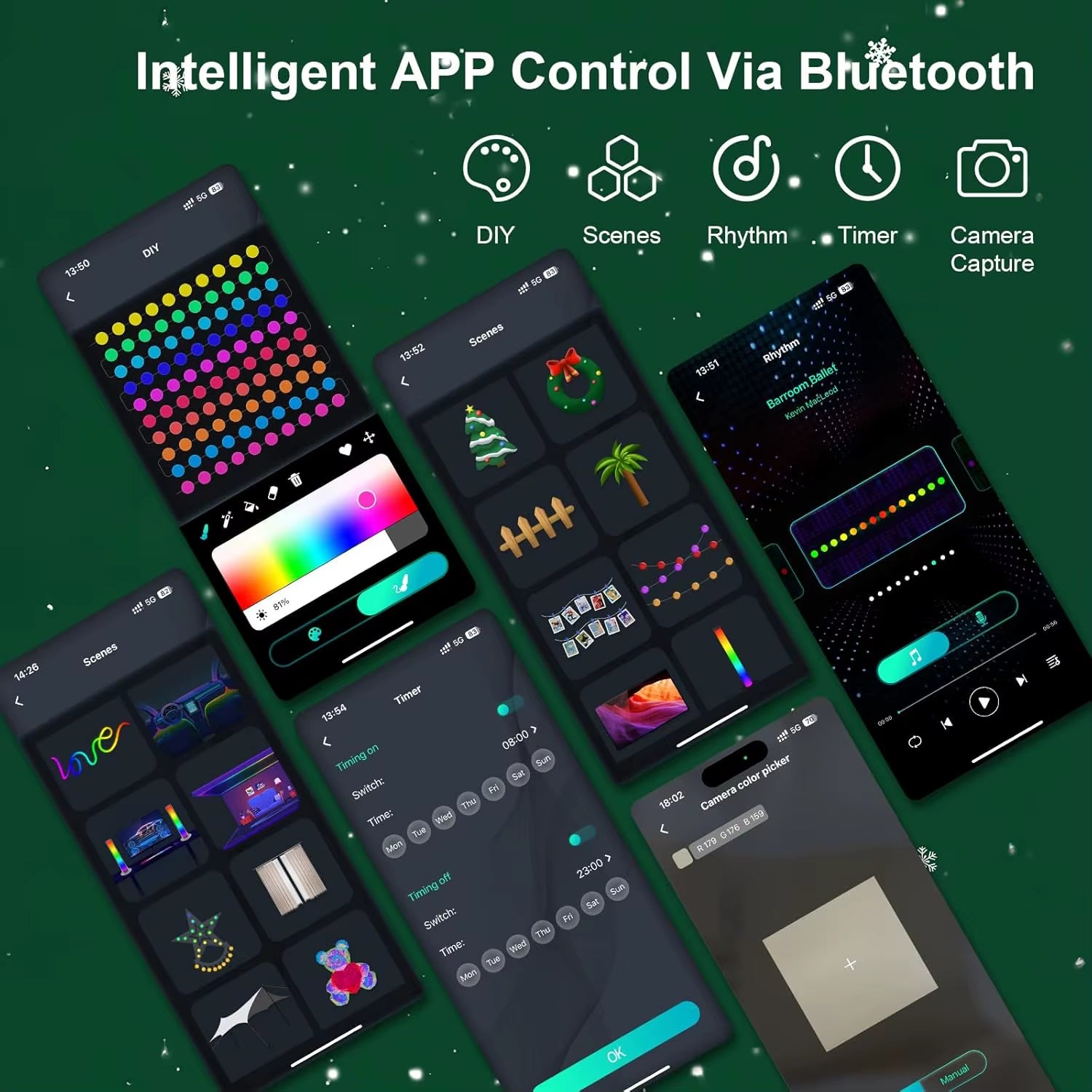 Smart Globe String Lights 5/10M RGB Color Changing LED String Fairy Lights App & Remote Control for Garden Party Christmas Decor