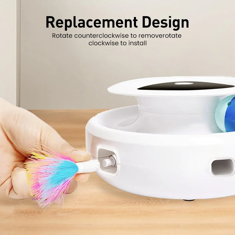 2 in 1 Smart Cat Toys Automatic Feather Fun Ball Toy Set For Cat Dog 5 Modes Electronic Interactive Pet Toy Accessories