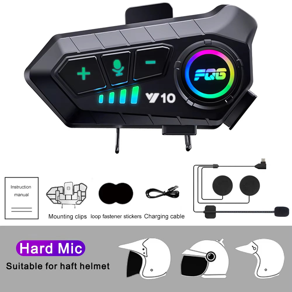 Bluetooth 5.3 Motorcycle Helmet Headset - Wireless Hands-Free Calling and MP3 Music Player with Waterproof Design