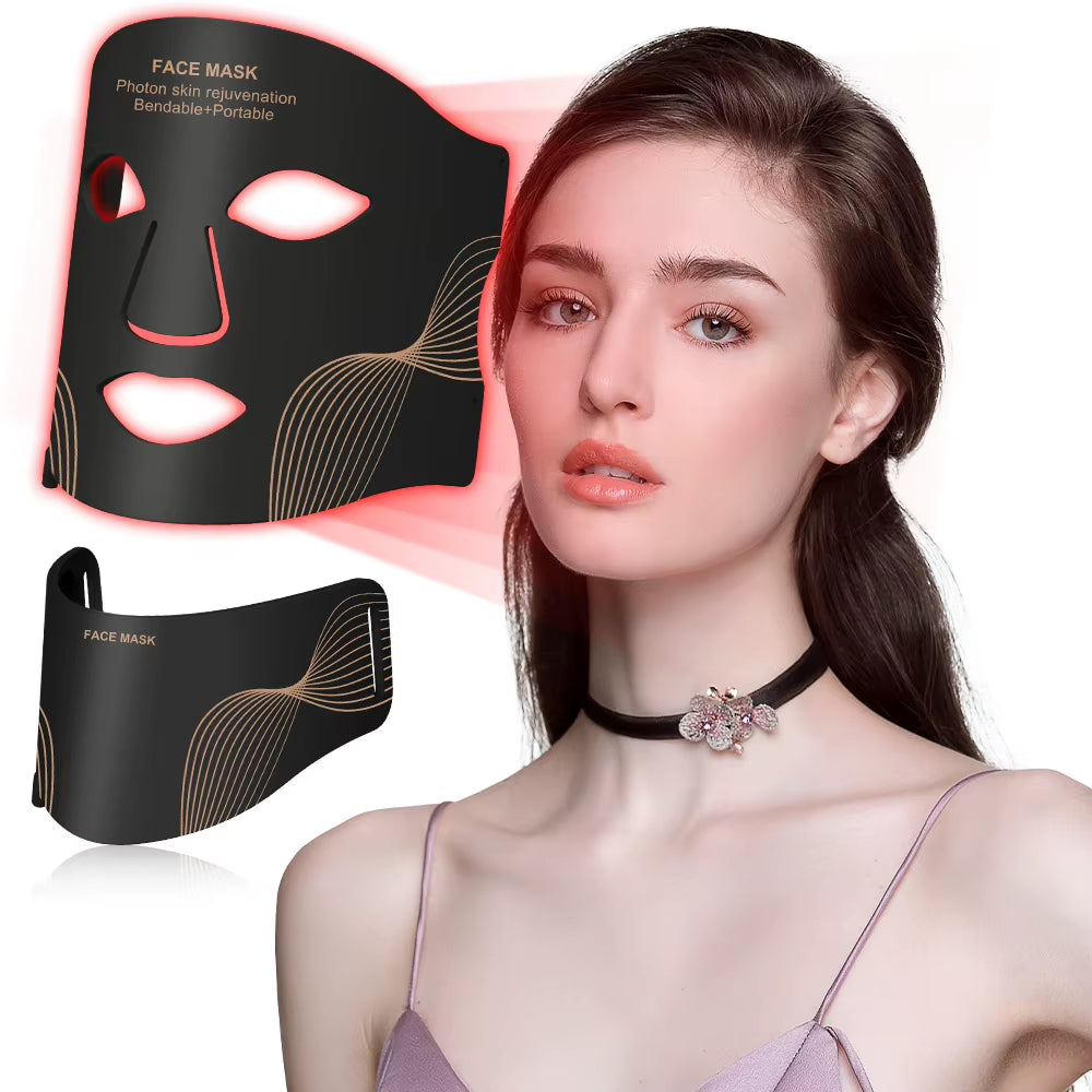 7 Color LED Face Mask with Neck Wireless Portable Red Light Therapy for Anti-Aging, Wrinkles, Skin Rejuvenation, Home Use