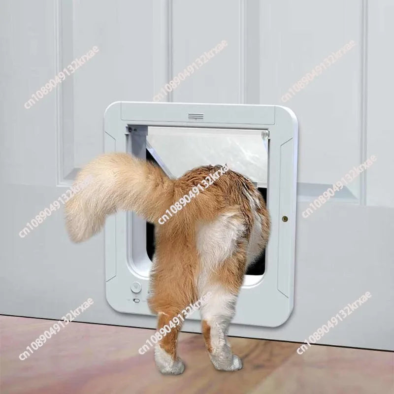 Electric Pet Door with Chip 4-Way Locking Cover Automatic Smart Pet Cat Dog Door
