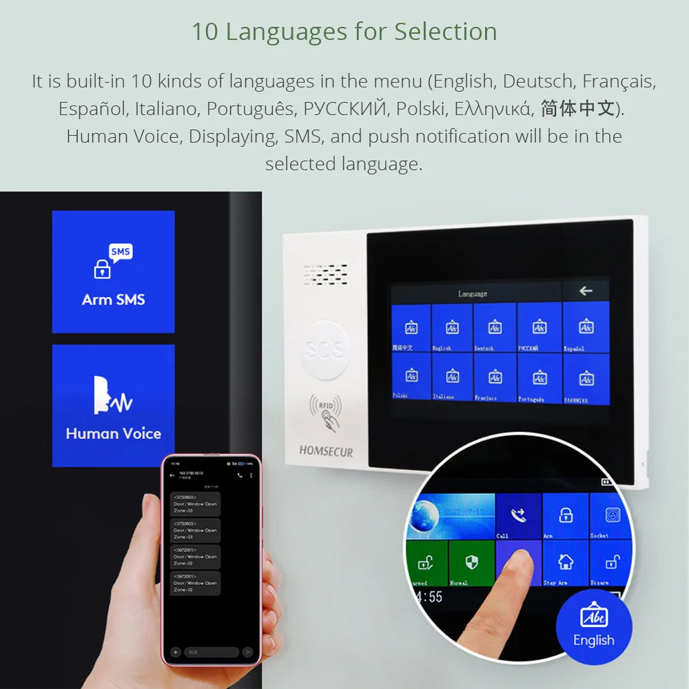 Tuya Smart APP WIFI 4G 433MHz Wireless Home Security Burglar Alarm System Backup Battery Pet-Immune PIR(below 15KG) Door Sensors