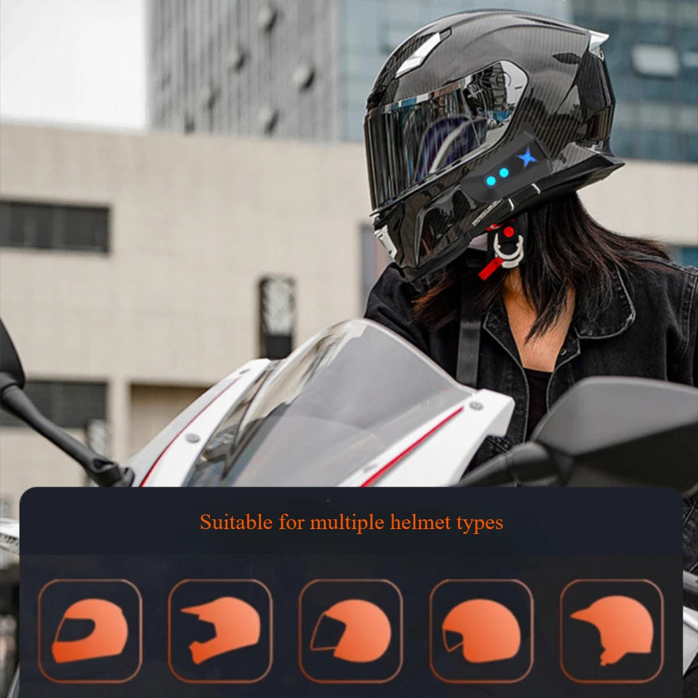 Motorcycle Helmet Bluetooth Earphones 40MM Large Speaker Earphones Smart Atmosphere Light Waterproof Noise Reduction Earphones