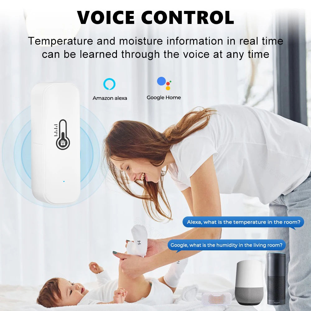 Tuya WiFi/ZigBee Temperature and Humidity Smart Home Thermometer Hygrometer APP Remote Alarm Work with Alexa Google Home