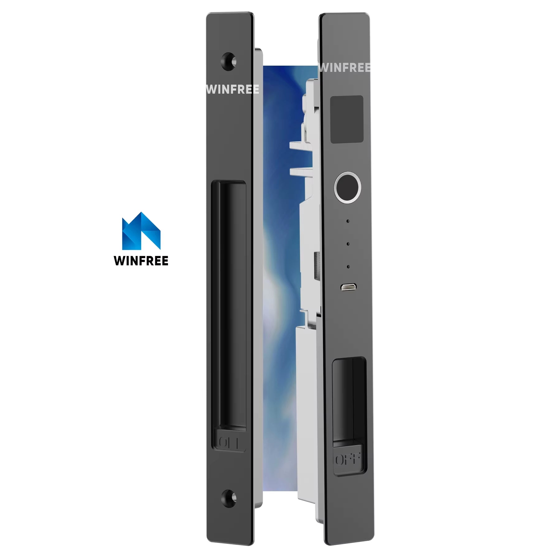 WINFREE Sliding Door Smart Lock Fingerprint Lock Tuya Bluetooth Security Protection Wooden Door for Garden Patio Balcony