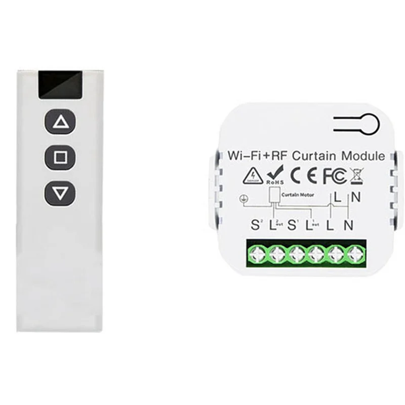 HLZS-4X Tuya Smart Life Wifi 433Mhz Blind Curtain Switch With RF Remote For Electric Roller Shutter Control, 1RC 1RE