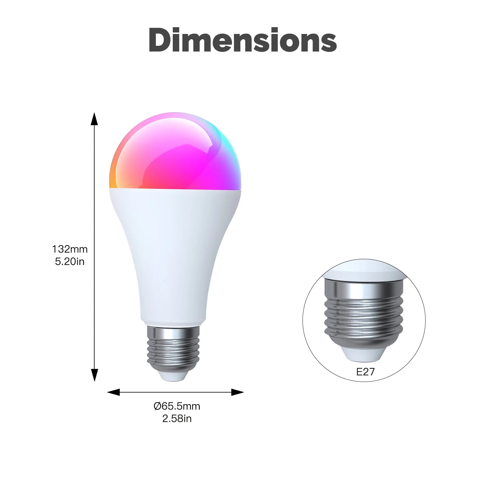 MATTER Smart Bulb WiFi RGB+CW 14W E27, Dimmable Color Changing 2700K-6500K, Tuya App, Compatible Alexa Google Home