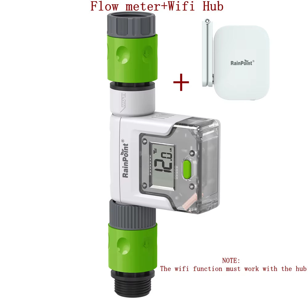 Wifi Digital Water Flow Meter IPX6 3/4" Outdoor Garden Faucet Hose Water Calculate Consumption History Monitor Flow Rate Control