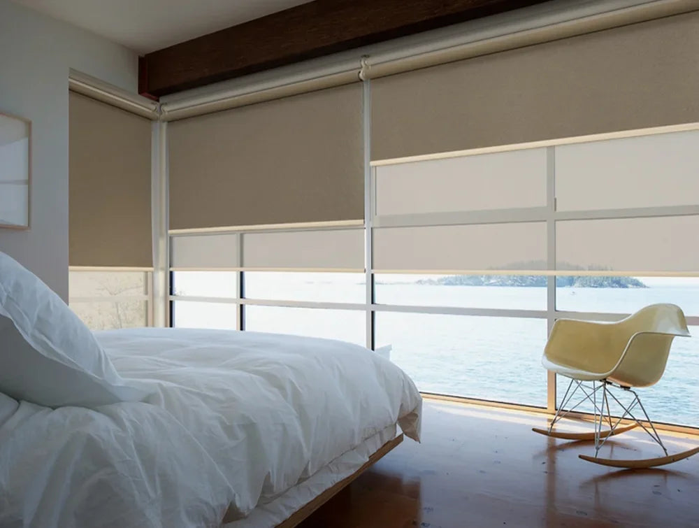 Motorized Zip Track Window Outdoor Motorized Blackout Roller Patio Windproof Waterproof Exterior Shades Blinds 3X3