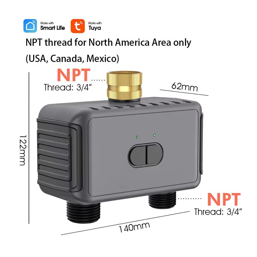 Tuya Smart Garden Watering Timers Dual Hose Garden Irrigation Watering System Sprinkler Programmer Water Valve Support Alexa